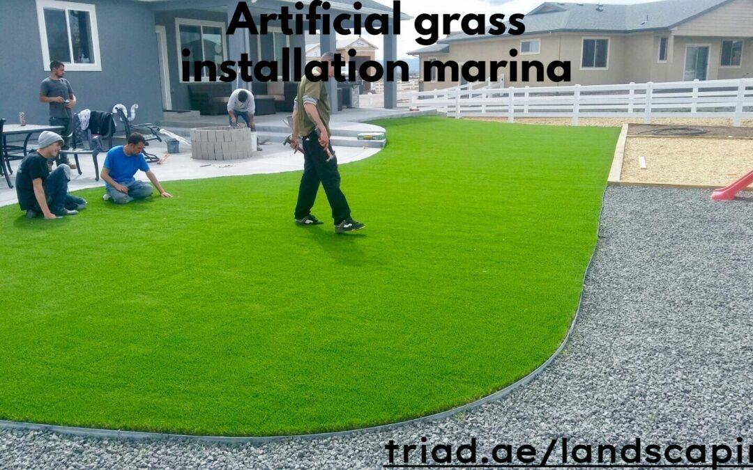 Artificial grass installation marina